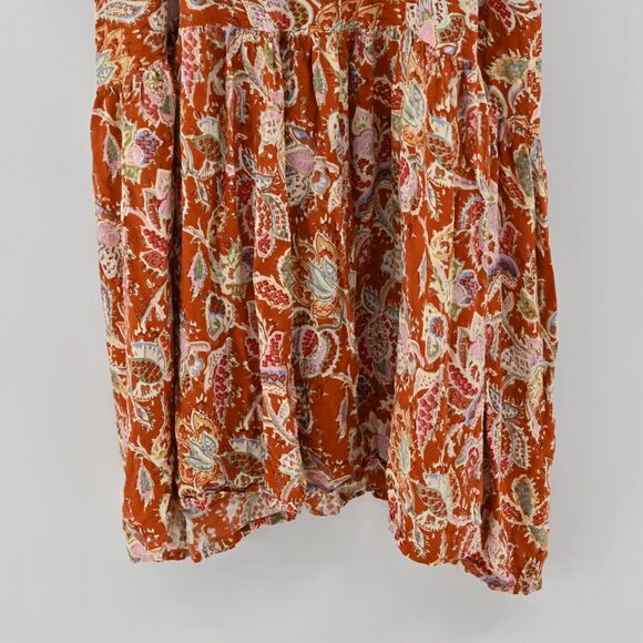 HOUSE OF HARLOW Dress‎ Womens Sz M Rust Floral Print Flutter Sleeve Midi Paisley - Picture 4 of 13
